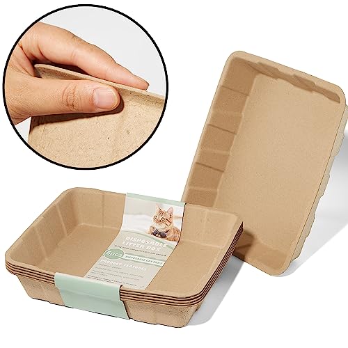 Vealind Disposable Litter Boxes for Cats Cardboard Cat Litter Trays Cat Travel Toilet Litter Pan Liners Kitty and Small Animals Leakproof Litter Box (5 Pack) - color: 5 PACK