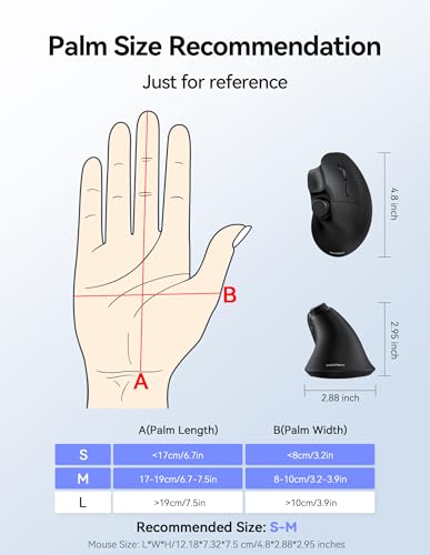 TECKNET Ergonomic Mouse, Rechargeable Wireless Bluetooth Mouse (BT 5.0/5.0+2.4G), Vertical Mouse with Volume Knob, Quiet Clicks, Cordless Mice 6 Adjustable DPI with USB A Receiver, Wide Compatibility