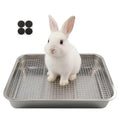 Rabbit Litter Box Stainless Steel Gird Rabbit Litter Box,304 Stainless Steel Sifting Tray with &Non-Slip Feet Mats,Small Animal Toilet Potty Tray Easy to Clean and Wash