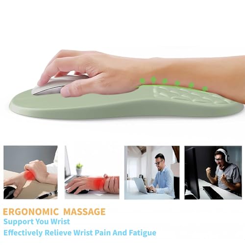 Ergonomic Mouse Pad Wrist Support,Friendly Green Wrist Rest Mousepad for Carpal Tunnel Pain Relief,Integrated Memory Foam Slope Massage Bulge Design - color: A-03