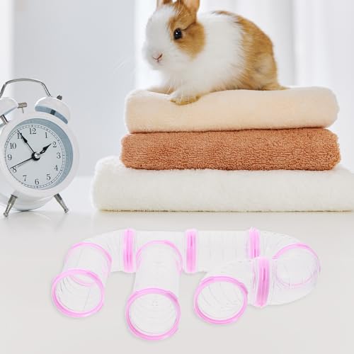 Kisangel 16Pcs Hamster Tunnel Tubes DIY Transparent Connector Pipes for Hamster Cage External Tracks Small Animal Toys 5.89X2.36X2.36In
