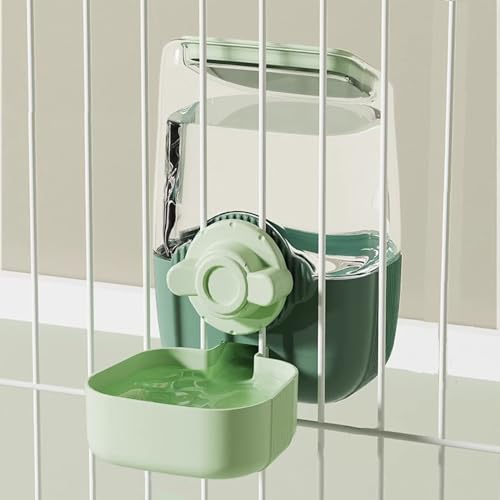 Pet Hanging Automatic Feeders Drinking Bowls，Gravity Rabbit Feeder and Water Set，Cage Cat Food Bowl Feeding Station for Puppy Kitten Chinchilla Hedgehog Guinea Pig Ferret (Green-Water) - color: Green-Water