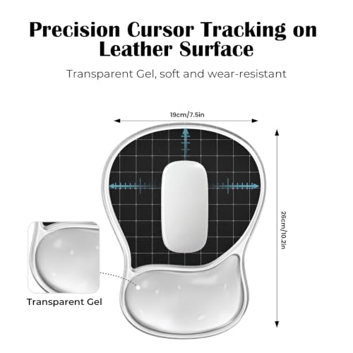 EooCoo Ergonomic Waterproof Mouse Pad with Gel Wrist Rest Support | Middle Concave Design for Natural Wrist Alignment, Non-Slip Base Mousepad, Carpal Tunnel Relief, Office Desk Accessories - color: Transparent Black