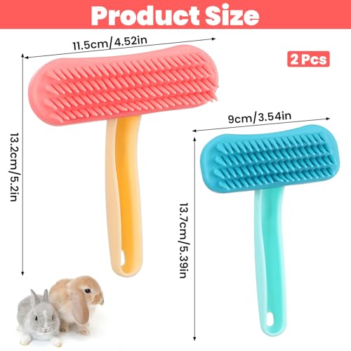 2Pcs Rabbit Brush, Silicone Rabbit Grooming Brush Small Pets Brushes | for Kittens Puppy Rabbits Guinea Pigs, Shedding Bath & Massage Comb