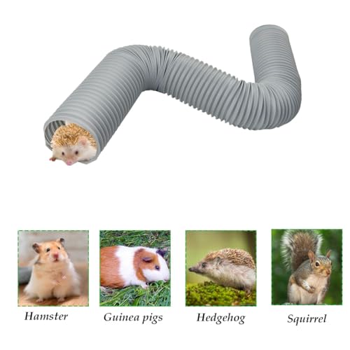 PINVNBY Plastic Hamster Cage Tunnels with Chew Toy,2 PCS Small Animal Folding Tube Guinea Pigs Training Hideout Tunnel 19 PCS Ferrets Cage Accessories for Mouse Gerbils Rats Mice(Gray) - color: 【Grey】