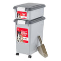IRIS USA Dog Food Storage Container, Up to 30+11 lbs, Gray/Dark Gray | Made in the USA, Includes 2-Cup Scoop & Wheels, Airtight Seal, BPA-Free, Bird Seed, Cat food, Cat Litter, Treats, Toys - color: Gray/Dark Gray