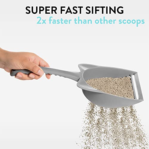 CatGuru Cat Litter Scoop, Jumbo Litter Scoop, Litter Scooper with Deep Shovel & Long Handle, Super Fast Sifter, Durable Kitty Litter Scoop, Cat Stuff, Kitten Supplies (Gray) - color: Gray