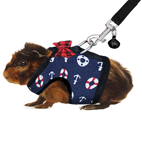 Rypet Ferret Harness and Leash - Soft Mesh Small Pet Harness with Safe Bell, No Pull Comfort Padded Vest for Guinea Pig, Hamster, Rats and Similar Small Animals | Soft Mesh Comfort, Bell for Outdoor Walks, Velcro Easy-On Fit, 4.4 ft Leash, for Baby Ferret