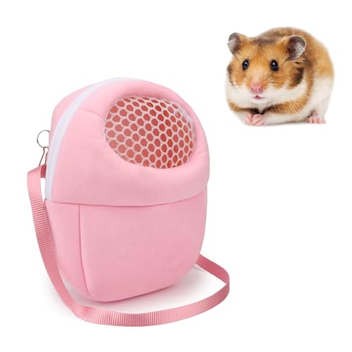 Hypeety Pet Carrier Bag Breathable Portable Travel Backpack for Guinea Pig | Breathable mesh pouch, hands-free sling outgoing bag, secure zipper, for hedgehog/hamsters/sugar glider/chinchilla, pink - color: Pink