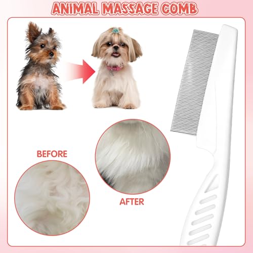 3Pcs Rabbit Brush Bunny Grooming & Flea Comb, Practical Animal Brush for Groomings, Soft Silicone Small Animal Massage Comb, Bunny Grooming Kit Suitable for Cats Puppies & Other Pets - color: 1pc/pink-Flea brush