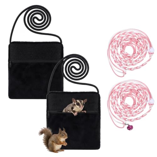 2 Pcs Sugar Glider Pouch Sugar Glider Bonding Pouch and 2 Hamster Leash Small Animal Economy Carrying Bonding Pouches Soft Hamster Bag Guinea Pig Carrier for Rat Reptile Other Small Pets
