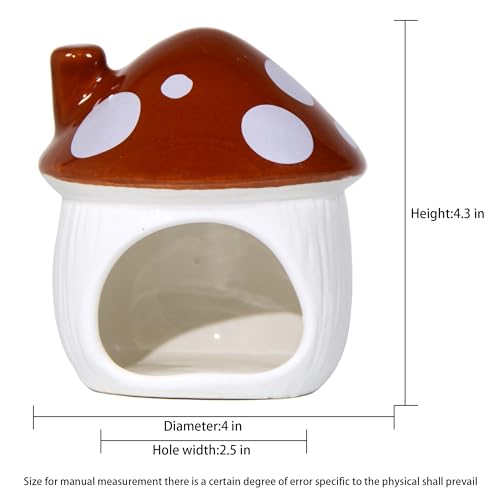 Ceramic Mushroom Hamster Hideout - Hamster Habitat for Hamsters Chinchillas Hedgehogs and Gerbils Mouse Small Pet Guinea Pigs House Hamster Bed (Brown) - color: Brown