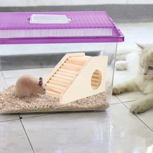 balacoo Wooden Hamster Climbing Nest Ladder Toy Small Animal Hideout for Hamsters Gerbils Mice Cage Accessories 6.69X3.54X2.75In