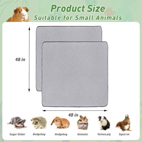 Guinea Pig Cage Liners, 48''X48'' Washable Guinea Pig Pee Pads, Non Slip Reusable Super Absorbent Guinea Pig Training Mat Bedding Fleece for Small Animals Hamster Rabbit Chinchilla Rat, 2Pack - size: C&C 4x4(48" x 48") 2Pack