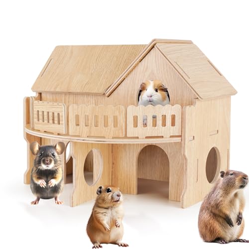 Wooden Hamster Cage,Hamster Cage Hut,Hamster Habitat, Hamster Accessories，Syrian Dwarf Hamsters,for Hamster Gerbils Mice Lemming Degus or Other Small-Sized Pets(10.1 x 8.3 x 8.2 inches) - size: 10.1 x 8.3 x 8.2 inches