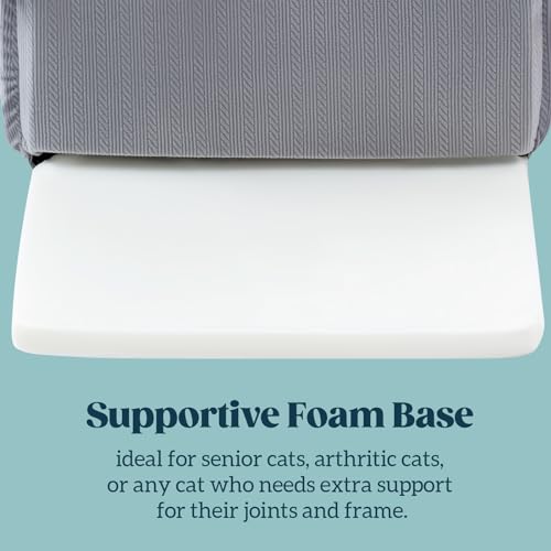 Cat Houses for Indoor Cats - Large Cat Cave Bed with Removable Support Foam and Washable 2-Side Mat - Covered Cat Bed for Cat Hideaway - Enclosed Cat Hideout for Kitten and Small Pet, Grey
