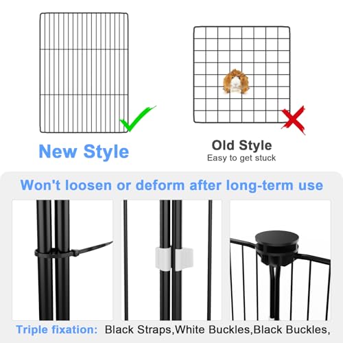 Tresbro Guinea Pig Cage with Waterproof PVC Bottom Liner & One-Hand Release Hook, Triple Fixing C&C Cage for Guinea Pigs, Bunny, Rabbit, Hedgehog, Small Animal Indoor Playpen 48''L x 24''W x 31.5''H - size: 24 Panels-with roof
