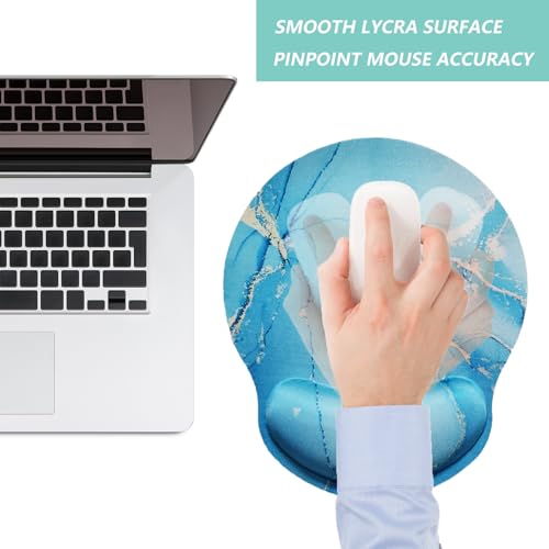 Mouse Pad with Wrist Support, Ergonomic Mouse Pad with Memory Foam Wrist Rest Cushion, Non-Slip Rubber Base Gaming Mice Pad for Home Office Computer Laptop, Green Marble - color: Green marble
