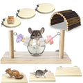 8 Pcs Chinchilla Ledges Wood Sets,Hamster Cage Platform Wooden Stand with Chew Lava Ledge Blocks Rats Climbing Toys Bridge Small Animal Cage Accessories for Squirrel Sugar Glider Gerbil - color: Pink