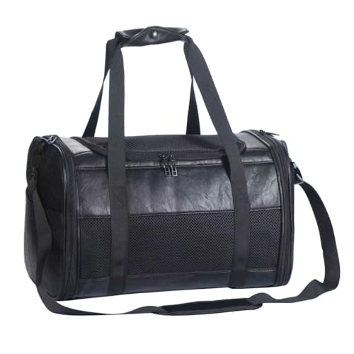 Fashion Dog Carrier Pet Carrier Airline Approved Cat Carrier for Small Dogs Cats Under 15 Lbs, Vegan Leather Collapsible Soft Sided Travel Puppy Carrier - color: Breathable Black