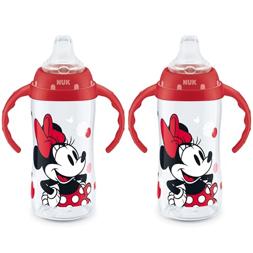 NUK Learner Cup, 10 Oz, Pack of 2, Minnie Mouse – Soft Spout, Easy-Grip Handles, BPA Free, Spill Proof Transition Sippy Cup - color: Minnie Mouse