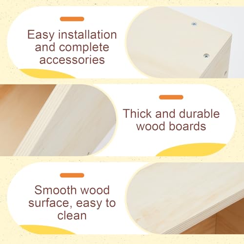 1 Pack Wood Rabbit Nesting Box, 18x12x12 Inch Wooden Hutch Hideout for Breeding, Natural Burrow Den Alternative for Rabbits & Small Animals - size: 18x12x12 Inch