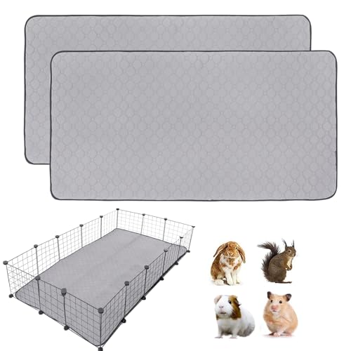 Guinea Pig Cage Liners, 36''X60'' Washable Guinea Pig Pee Pads, Non Slip Reusable Super Absorbent Guinea Pig Training Mat Bedding Fleece for Small Animals Hamster Rabbit Chinchilla Rat, 2Pack - size: C&C 3x5(36" x 60") 2Pack