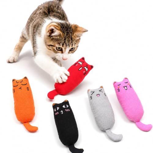 Legendog 5Pcs Bite Resistant Catnip Toy for Cats,Catnip Filled Cartoon Mice Cat Teething Chew Toy - color: Multicolor