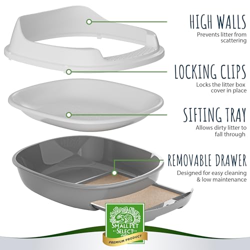 Small Pet Select Sifting Cat Litter Box, with Scoop & 5 Pee Pads | Tidy Easy-Clean Sifting System, Drawer, Litter Scoop & Removable Tray, For Cats, Rabbits & Other Small Pets - size: Sifting Litter Box (No Litter Pellets)