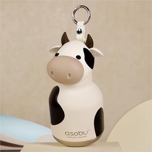 asobu Mini Bestie Water Bottle, Cute Collectible Character, Stainless Steel | 6.7 oz, Leak Proof Seal, Spill Resistant, BPA Free Materials, Dishwasher Safe, Reusable Straw Included, Great Gift Idea - color: MINI WILLOW THE COW