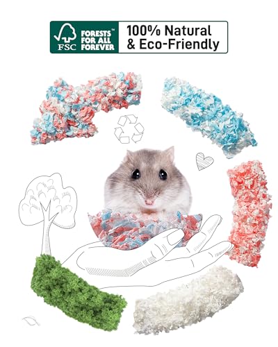 BUCATSTATE Hamster Bedding 70L, 99% Dust-Free Guinea Pig Bedding Odor Control Paper Bedding, Cozy Small Animal Bedding for Rabbit Rat Syrian Dwarf Hamsters Gerbils (Confetti) | FSC-Certified Material, Expands 3X, Cozy Paper Bedding for Guinea Pigs, Colorf