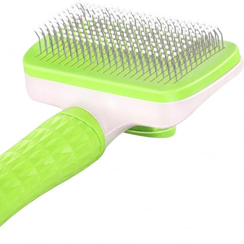 Versatile Pet Grooming Brush and Deshedding Tool - Gently Removes Loose Undercoat for Cats and Dogs, Suitable for Pet Massage (Green Light) - color: Light Green