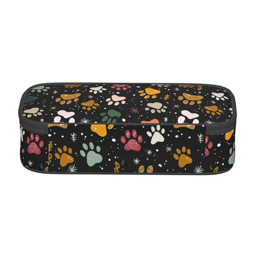 Yrebyou Paw Print Pencil Case Big Storage Pencil Pouch Multi-Functional Pen Bag Cute Lightweight Organizer for Aldult Office College - color: Black