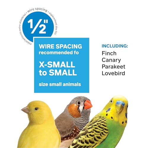 Prevue Pet Products Parakeet Square Roof Bird Cage with Handle | Carrier for Home or Travel, Small Bird Accessories, for Canaries, Budgies, Finches, Parakeets, and More