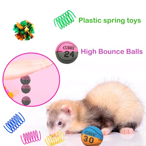 15pcs Ferret Squeaky Toys Set Rubber Balls Ferret Teeth Grinding Chewing Balls Teething Bouncy Bell Ball Interactive Sound Squeaker Toy Exercise Scratch Chew Toy for Ferrets Pet Cat Dog Small Animals