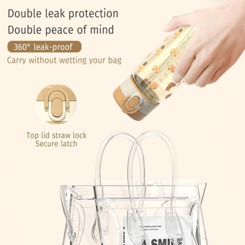 Evorie Tritan Kids Water Bottle with Straw, Leak Proof Drink Bottle,13oz | Ages 3+, BPA-Free, Dishwasher safe, Easy to clean, Lightweight and easy to carry for school and travel, Honey Bear - color: Honey Bear