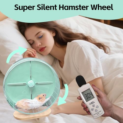 Silent Hamster Exercise Wheel,10.2 Inch Quiet Spinner Syrian Hamster Running Wheel,Anti-Skid & Adjustable Stand for Gerbils, Rats, or Other Small Pets,Green - color: Green