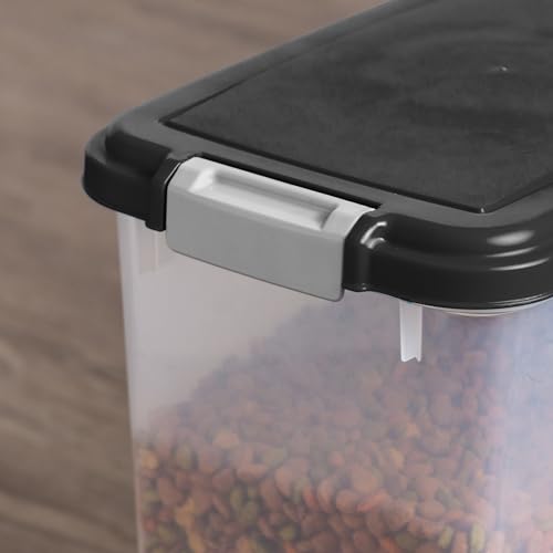 IRIS USA Dog Food Container & Slow Feeder Bowl, Up to 30 lbs, Black | Includes 2-Cup Sccop & Wheels, Airtight Seal, BPA-Free, Bird Seed, Cat food, Cat Litter, Treats, Short Snout Bowl - color: Black, size: 30 lbs - 1 Pack