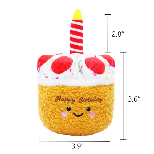 DODODOLA Stuffed Dog Toys Durable Plush Dog Toy with Crinkle Paper Cute Elephant Squeaky Dog Toys Dog Chew Toys for Medium Large Breed (Yellow Birthday Cake) - color: Yellow Birthday Cake