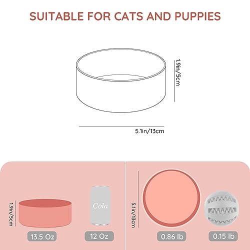 SPUNKYJUNKY 13.5OZ Ceramic Dog and Cat Bowl, Modern Cute Weighted Food Water Bowl for Replacement Pink (1 Pack) - color: Pink, size: 1.7 CUPS