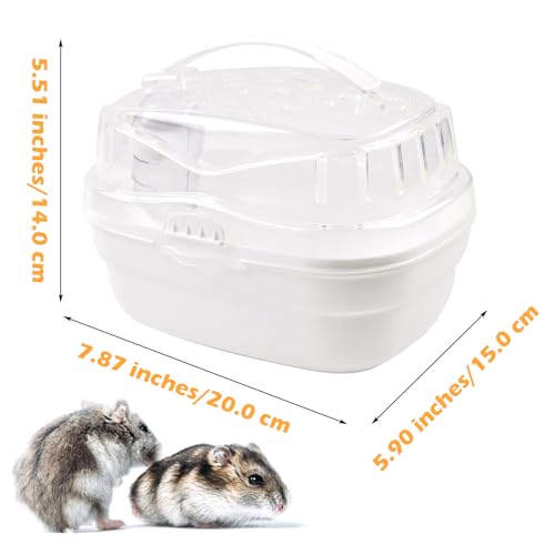 Hamster Carrier Cage with Water Bottle,Portable Hamsters Travel Cage Plastic Guinea Pig Carrying Cases Small Animal Carry Cage for Dwarf Hamsters Chinchillas Hedgehog Mouse(White) - color: 【White】