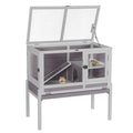 Aivituvin Wooden Guinea Pig Cages Indoor with Removable Stand, Anti Chewing Rabbit Hutch with Ramp and Wire Mesh, 2 Story Small Animals House Habitat with Pull Out Tray (Gray&Purple) - color: Gray&Purple