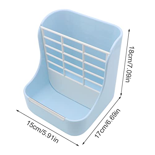 Litewoo Rabbit Hay Feeder 2 in 1 Automatic Guinea Pig Food Bowl, Blue | Bunny food bowl & hay rack, durable plastic, chew-resistant, for small animal/chinchilla/cage, 5.9x6.7x7.09in, easy to clean - color: Blue