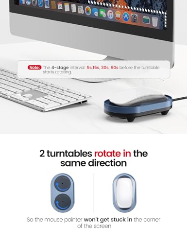 Vaydeer Dual Turntable Mouse Mover, Turbo 3 Mouse Jiggler with Adjustable Intervals, ON/Off Switch, Undetectable & Noiseless Mouse Shaker Simulate Realistic Mouse Movement for Secure Computer Activity
