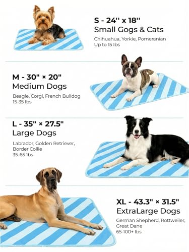 Cooling Mat for Dogs,Stylish Patterns,Self Cooling Indoor Outdoor | Instant Cooling,No Gel,100%Non-Toxic,Claw-Proof,Anti-Slip,Washable,for dog creat,dog bed,Blue S - color: Blue, size: 23"x18"(Small)