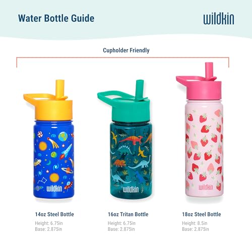 Wildkin 16 oz Tritan Water Bottle with Leakproof Straw Lid, Wild Animals | Lightweight Tritan, dishwasher safe, straw lid helps prevent leaks when closed, easy for little hands, ages 3+ - color: Wild Animals, size: 16 Ounces