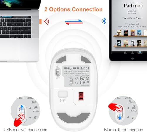 FMOUSE Cute Cartoon Silent Wireless Mouse, Dual Mode Bluetooth & USB 2.4G | Slack Off Panda Pattern, Ideal for Work Office Students Use | AA Battery Powered | Compatible with Laptop Mac iPad Tablet PC - color: Slack Off Panda