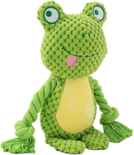 Plush Frog Dog Toy, Squeaky Interactive Tug Toy for Small Medium Dogs | Cute plush toy with sound features, designed for small and medium dogs, indoor play and daily entertainment - color: Green