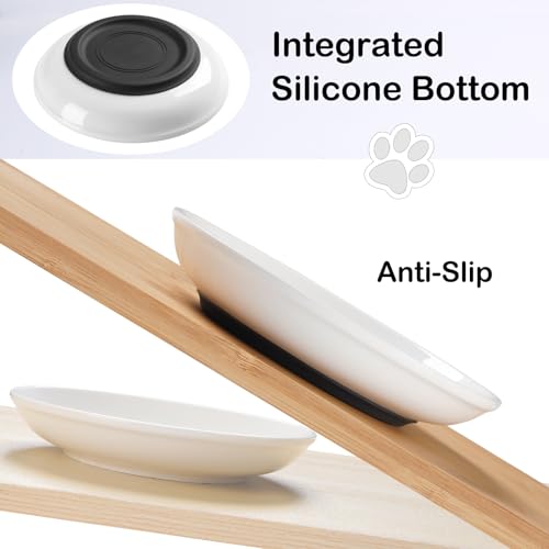 WROSWT Cat Food Bowl,Healthy Ceramic Cat Bowls for Indoor Cats,Anti Whisker Fatigue Cats Dishes Set,Shallow Wide Kitten Plates for Food and Water,Non-Slip Silicone Bottom,6 Pack - size: Shallower-6 Pack