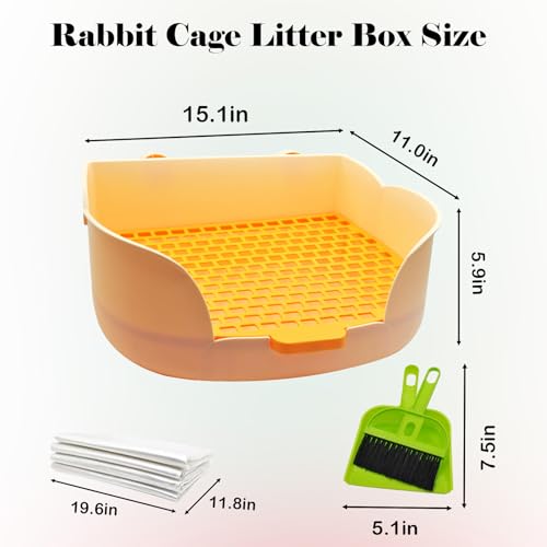PINVNBY Litter Box for Rabbits,Plastic Rabbit Pan with Grate,Bunny Potty Training Corner Detachable Rabbit Toilet Bedding Accessory for Hedgehog Chinchilla Ferret (Orange) - color: 【Orange】